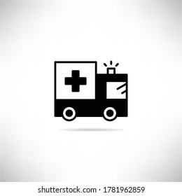 icono de ambulancia sombra de fondo gris