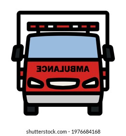 Ambulance Icon. Editable Bold Outline With Color Fill Design. Vector Illustration.