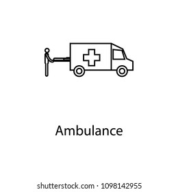 ambulance icon. Element of medicine icon with name for mobile concept and web apps. Thin line ambulance icon can be used for web and mobile. Premium icon