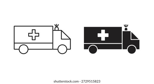 Icono de la ambulancia. cartel plano lleno para el concepto móvil y el Diseño web