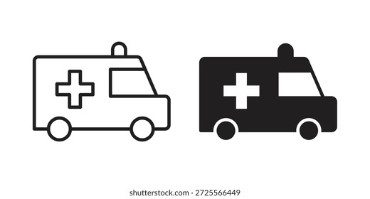 Icono de ambulancia en línea delgada, estilo de trazo para Sitio web y App