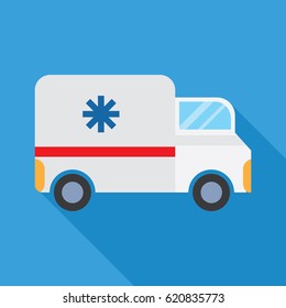 Ambulance icon in flat design