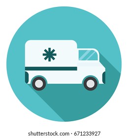 Ambulance icon in flat design
