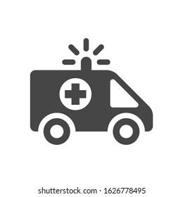 Ambulance icon flat design. Vector illustration isolated on white background.