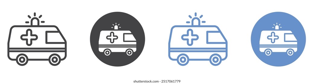 Ambulance icon flat line symbol set.