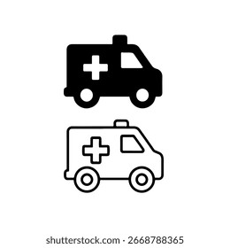 Ambulance Icon Flat Outline Emergency Vehicle Vector.eps
