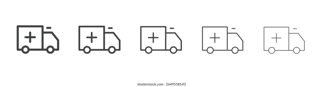 Ambulance icon flat simple outline logo