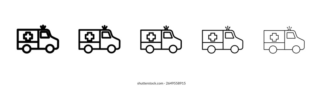 Ambulance icon flat simple outline logo
