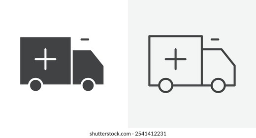 Ambulance icon flat and simple set design