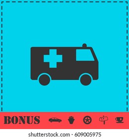Ambulance icon flat. Simple vector symbol and bonus icon
