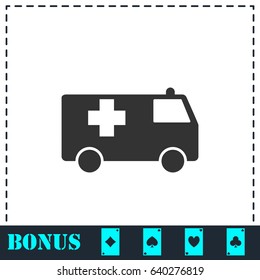 Ambulance icon flat. Simple vector symbol and bonus icon