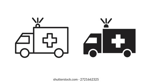 Icono de ambulancia Vector de carrera plana y delgada. Conjunto de iconos editables