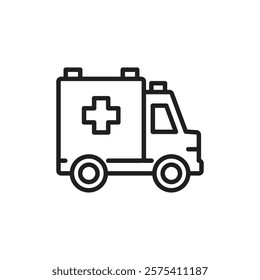 Ambulance icon Flat vector set outline