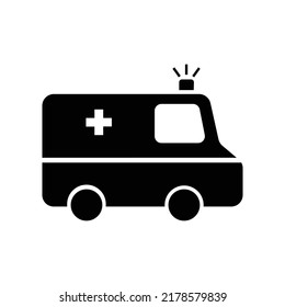 Ambulance icon, full black. Suitable for website, content design, poster, banner, or video editing needs