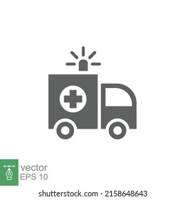 Ambulance icon, glyph emergency car, medicine van, care medic support, solid style web symbol on white background. Vector illustration EPS 10.