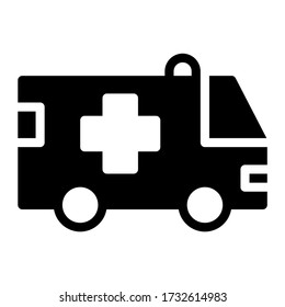 Ambulance. Icon with glyph style and perfect pixels. Suitable for website design, logo, app and UI.