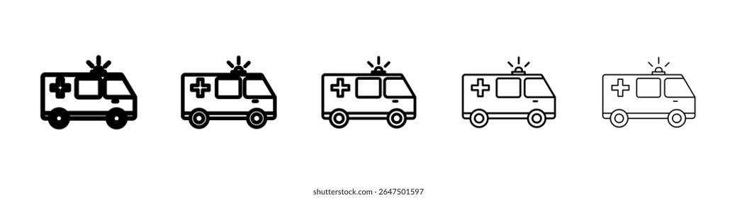 Ambulance icon graphic set. trendy stroke line style