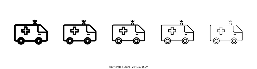 Ambulance icon graphic set. trendy stroke line style