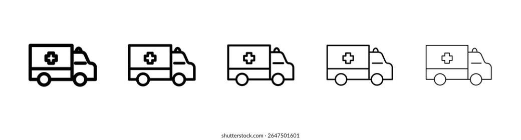 Ambulance icon graphic set. trendy stroke line style
