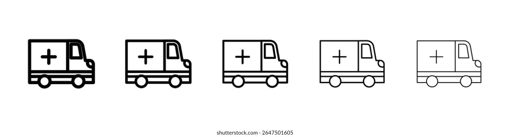 Ambulance icon graphic set. trendy stroke line style