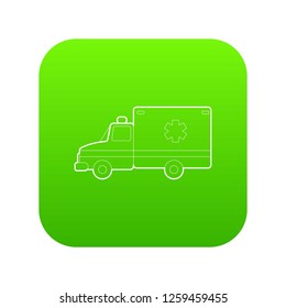 Ambulance icon green vector isolated on white background