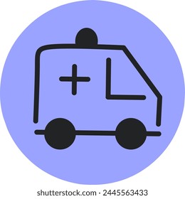 ambulance icon illustration.  bright purple color design