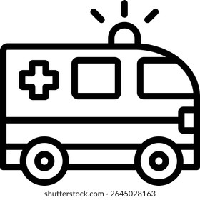 ambulance icon illustration design with outline, this is not made from any AI generation