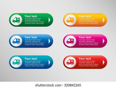 Ambulance icon and infographic design template, business concept. 