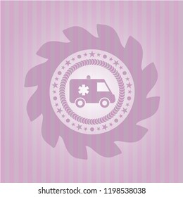 ambulance icon inside badge with pink background