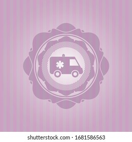 ambulance icon inside badge with pink background