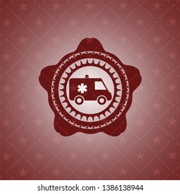 ambulance icon inside badge with red background