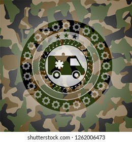 ambulance icon inside camo texture