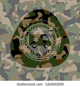 ambulance icon inside camouflage texture
