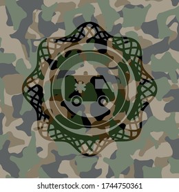 ambulance icon inside camouflage texture. 