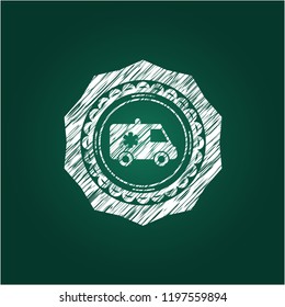 ambulance icon inside chalkboard emblem