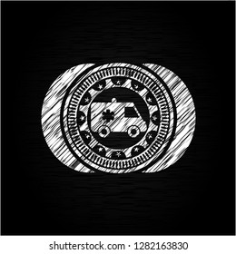 ambulance icon inside chalkboard emblem