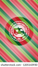 ambulance icon inside christmas colors emblem.