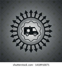 ambulance icon inside dark badge or emblem