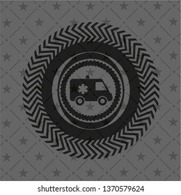 ambulance icon inside dark emblem