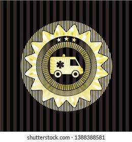 ambulance icon inside gold badge