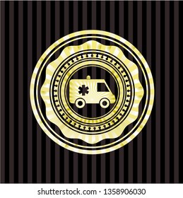 ambulance icon inside gold emblem