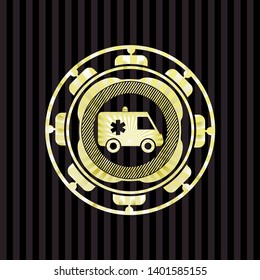 ambulance icon inside golden emblem