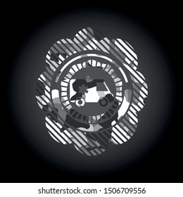 ambulance icon inside grey camo emblem