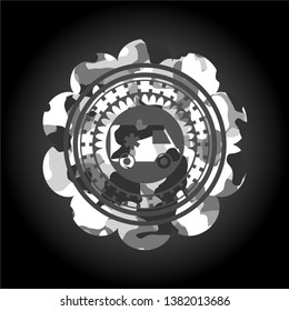 ambulance icon inside grey camouflaged emblem
