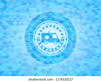 ambulance icon inside light blue mosaic emblem
