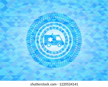 ambulance icon inside light blue mosaic emblem