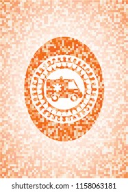 ambulance icon inside orange mosaic emblem