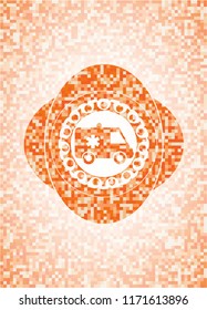 ambulance icon inside orange mosaic emblem