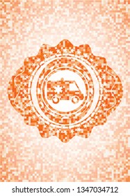 ambulance icon inside orange mosaic emblem