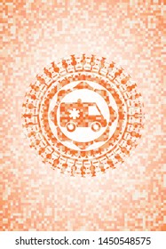 ambulance icon inside orange mosaic emblem